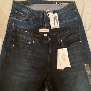 BUNDLE: IZOD dark blue slim fit 36 x 34 & Calvin Klein dark blue jeans 36W x 32L